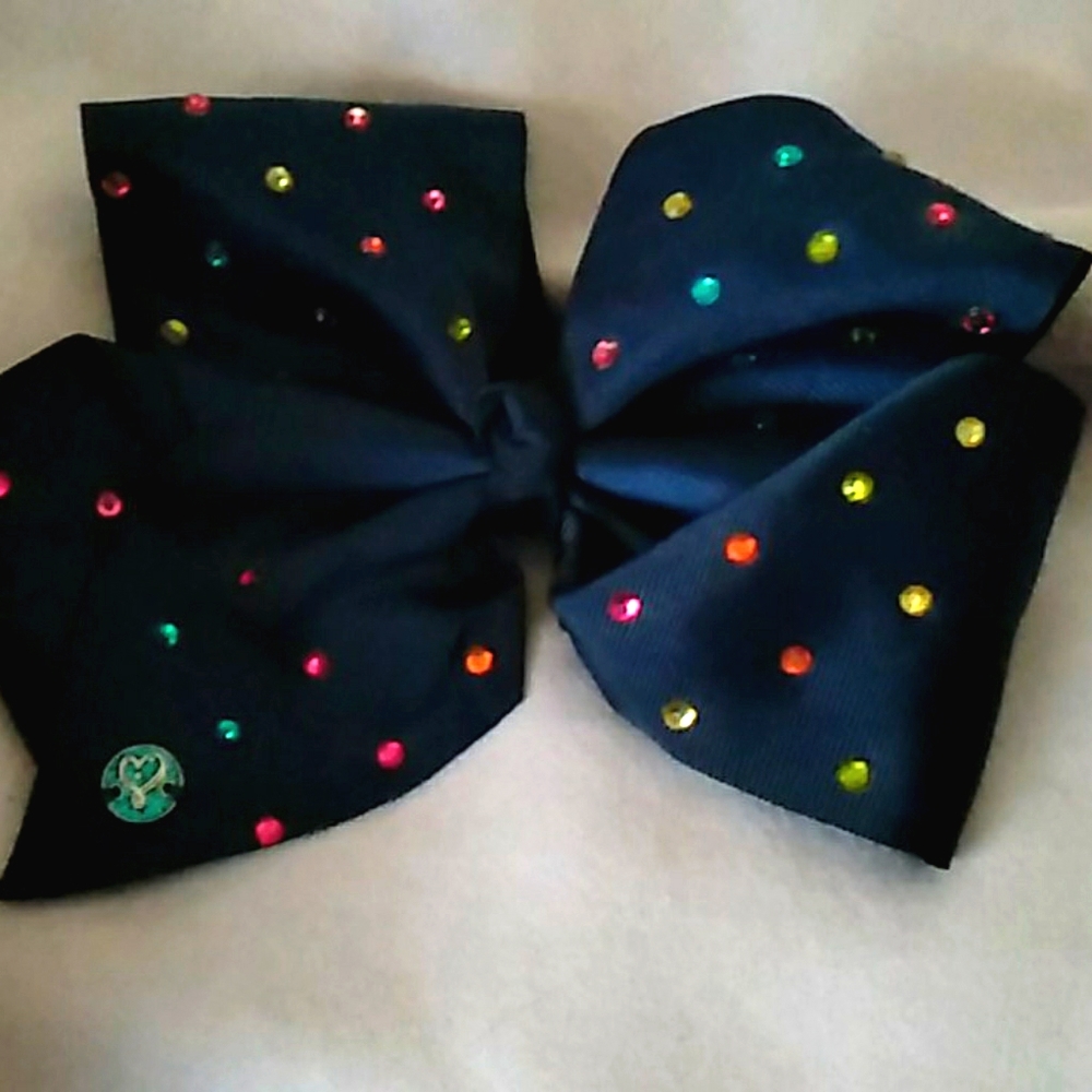 Navy blue rhinestone bow